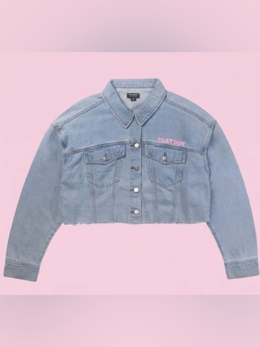 PLAYBOY Women’s Pink Bunny Denim Jacket